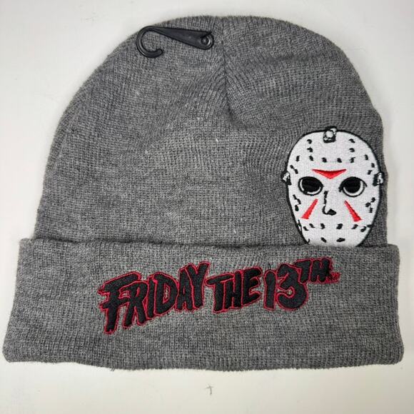 Friday the 13th Jason Voorhees Knit Beanie Gray Horror Movie Hat NWOT - Picture 1 of 6